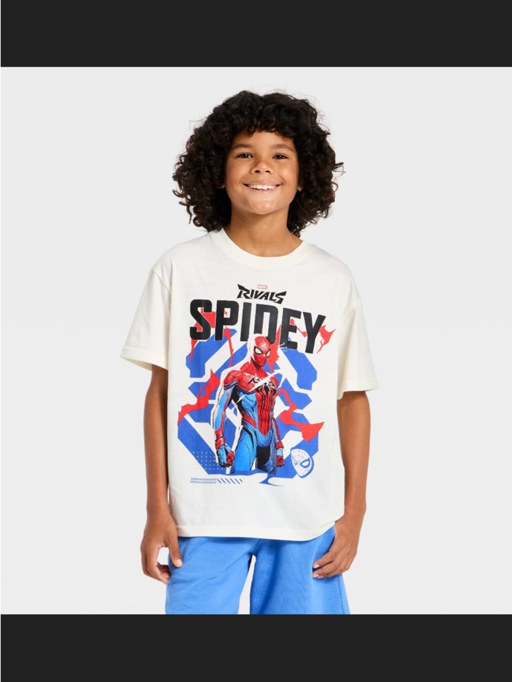 NEW Marvel Spidey White Graphic Tee with Red and Blue Print